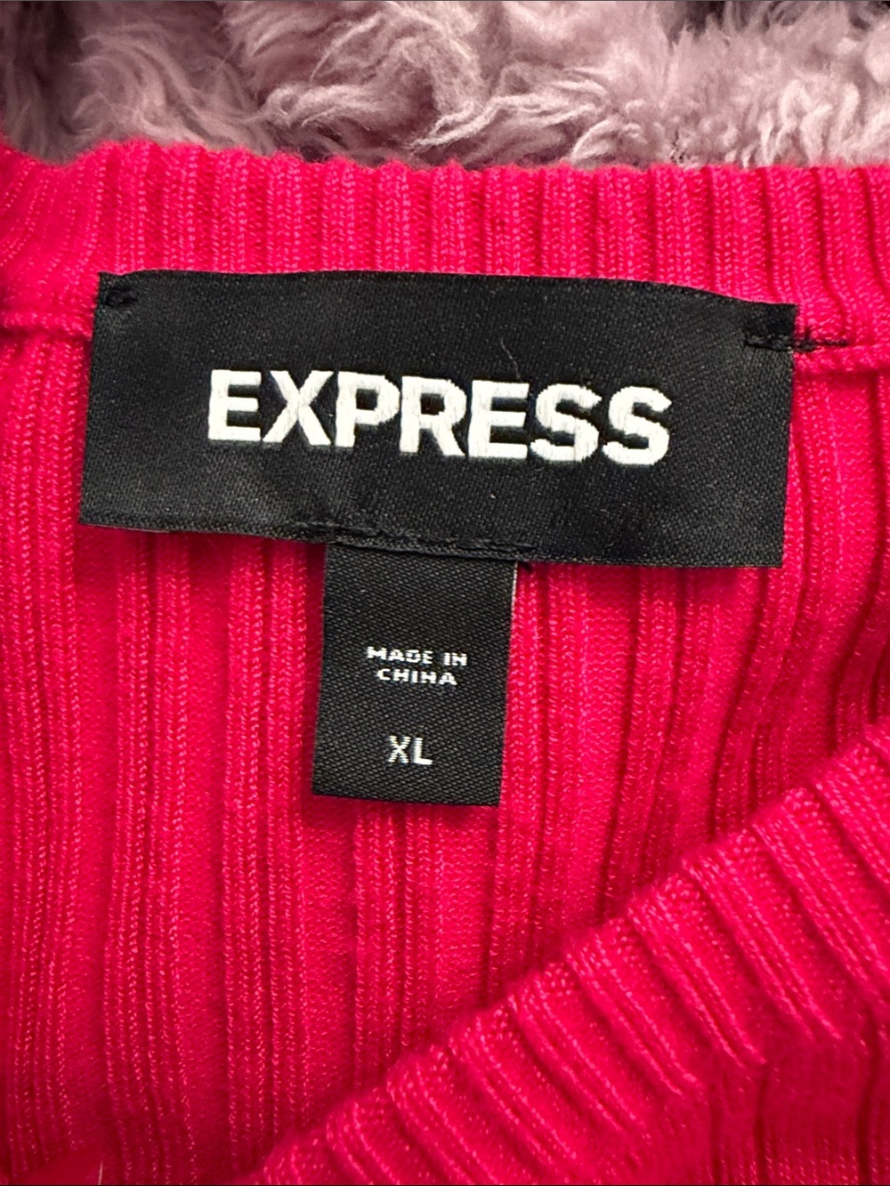 Express Fuchsia Ribbed Crewneck Sweater - Picture 4 of 6